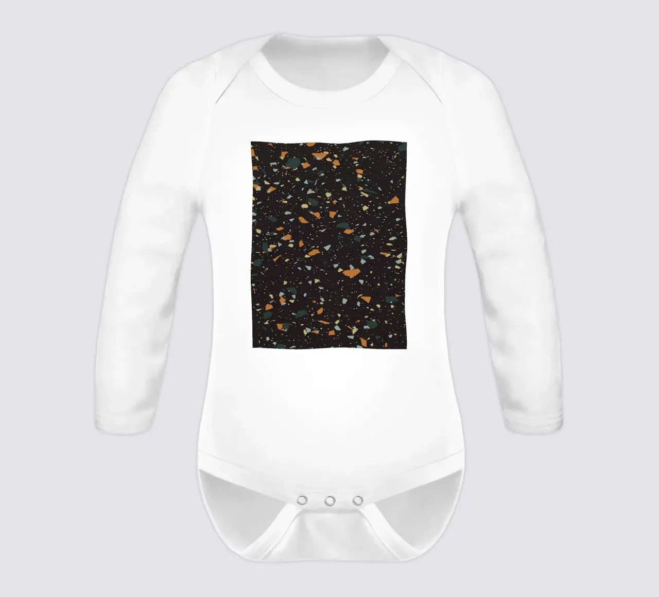 Schwarzer, blaugrüner und oranger Terrazzo Langarm Babybody von amini54