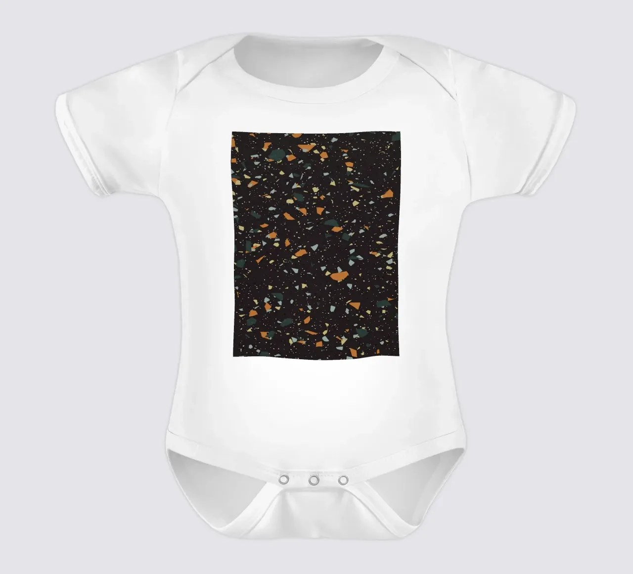 Terrazzo nero, verde acqua e arancione body neonato maniche corte da amini54