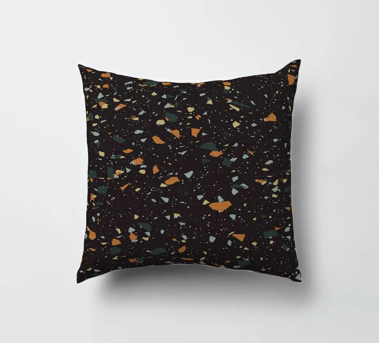 Terrazzo nero, verde acqua e arancione cuscino da amini54