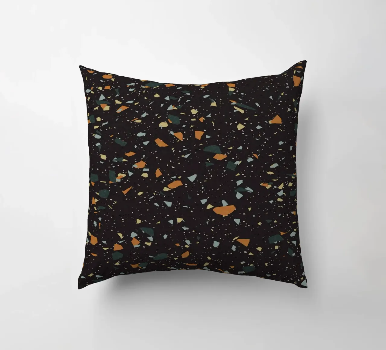 Terrazzo nero, verde acqua e arancione cuscino da amini54