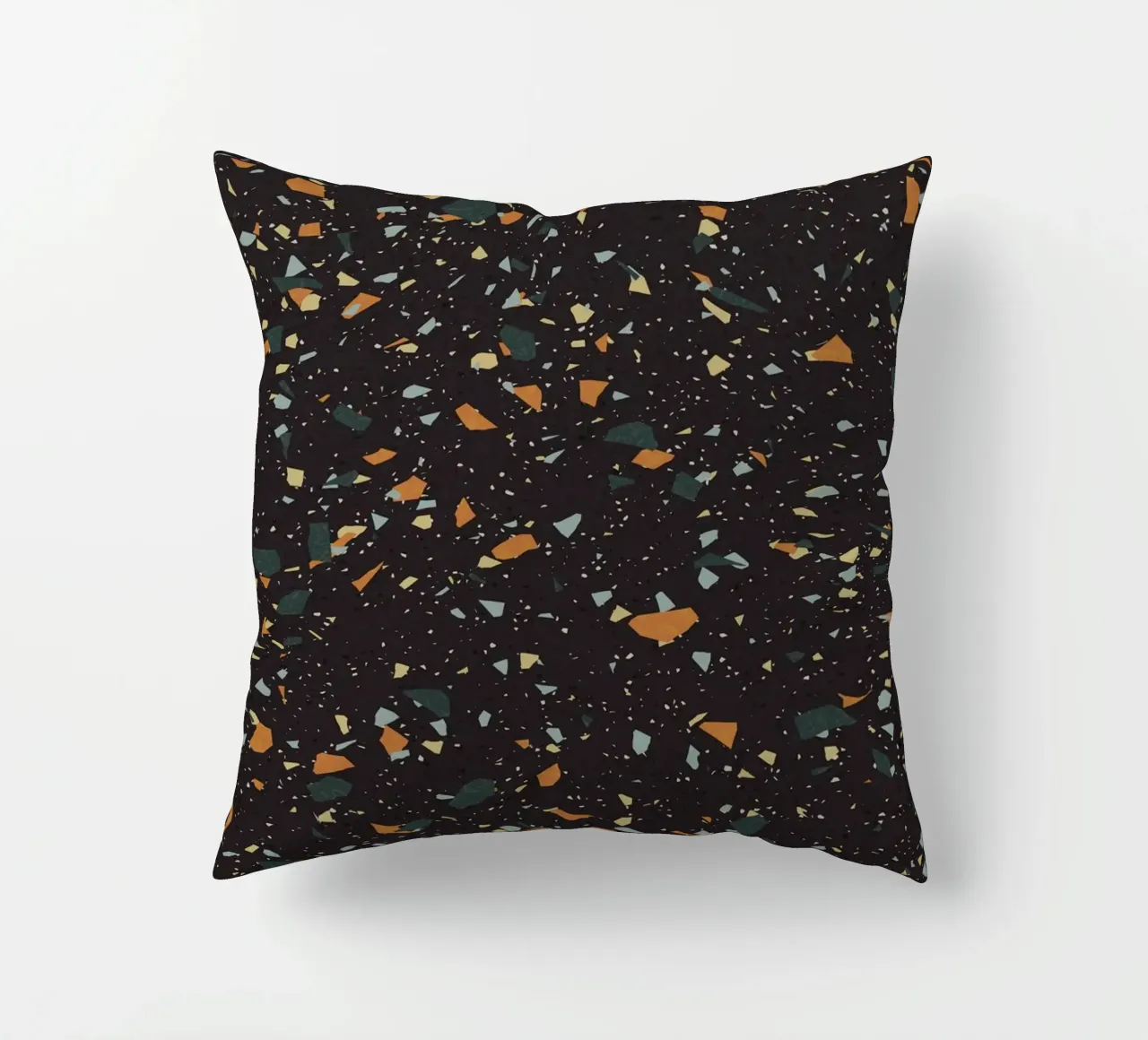 Terrazzo nero, verde acqua e arancione cuscino da amini54