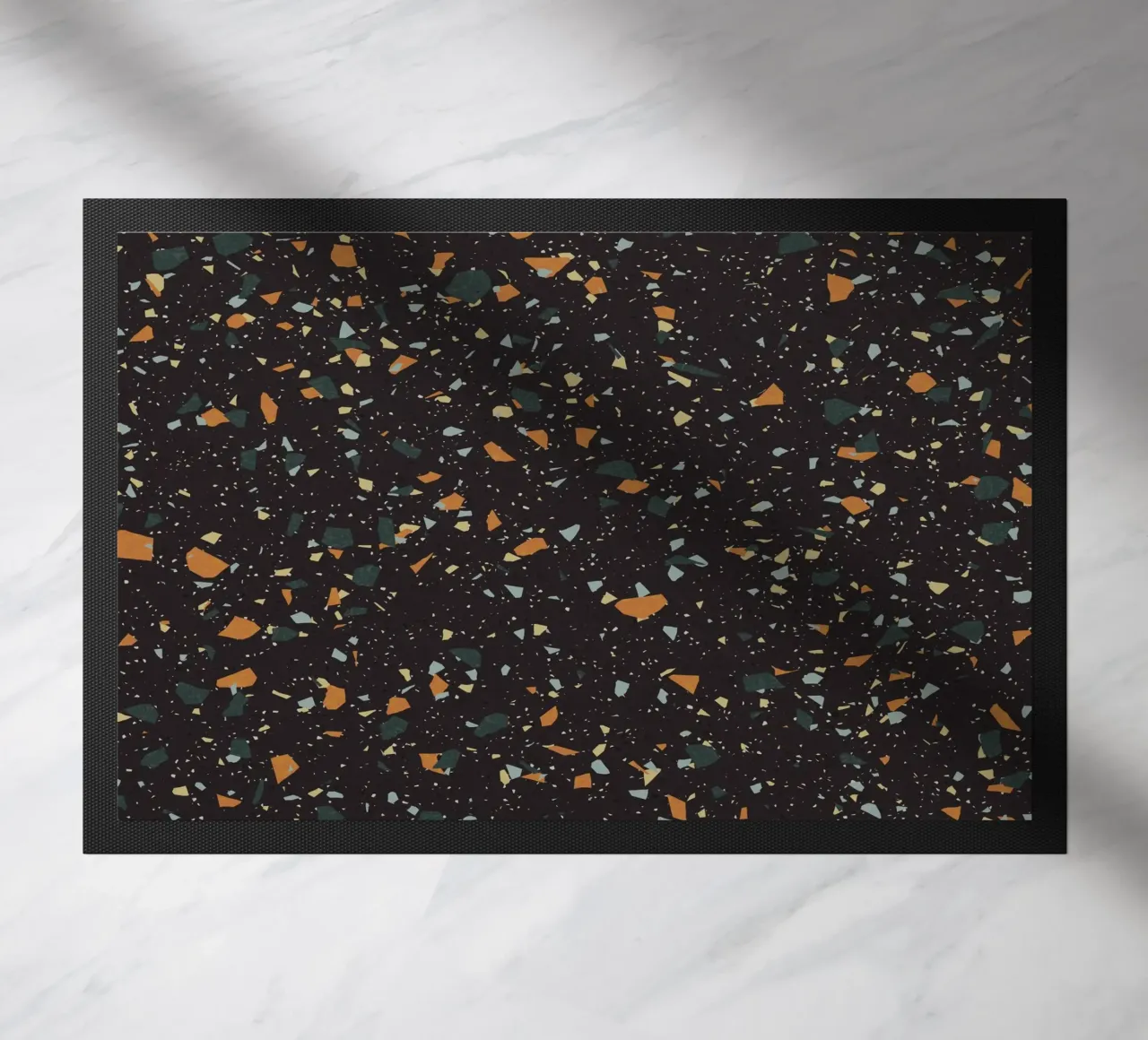 Terrazzo nero, verde acqua e arancione zerbino da amini54