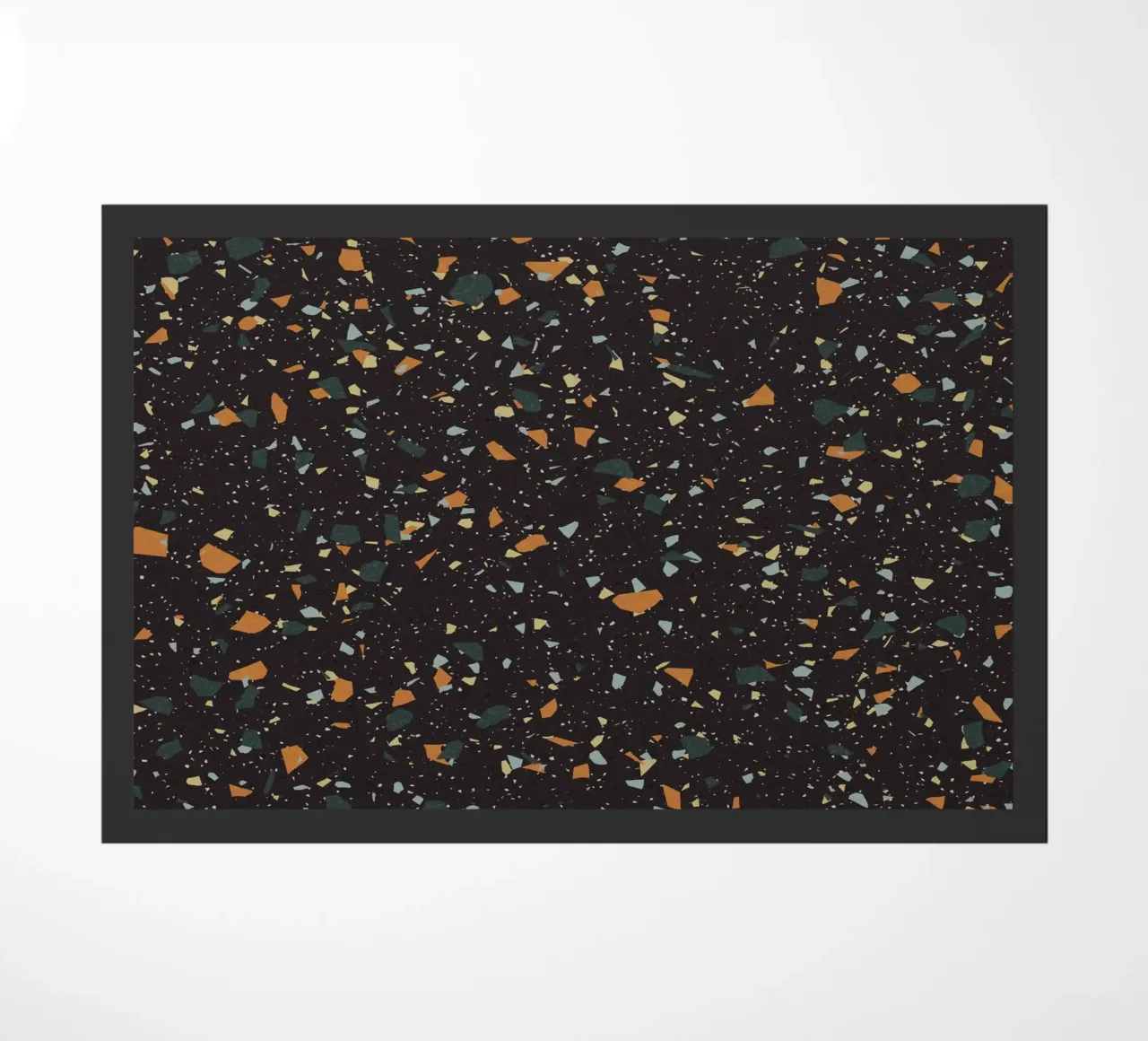 Terrazzo nero, verde acqua e arancione zerbino da amini54