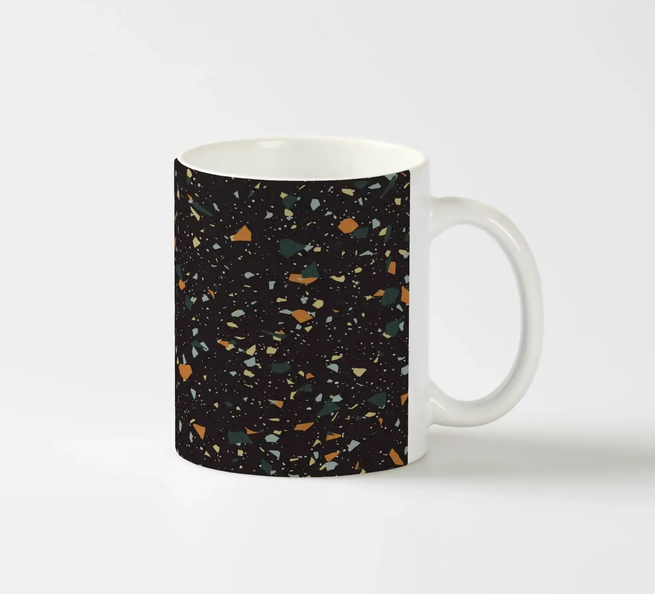 Terrazzo nero, verde acqua e arancione tazza in ceramica da amini54