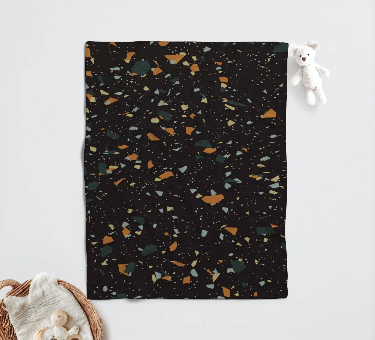 Terrazzo nero, verde acqua e arancione coperta in pile da amini54