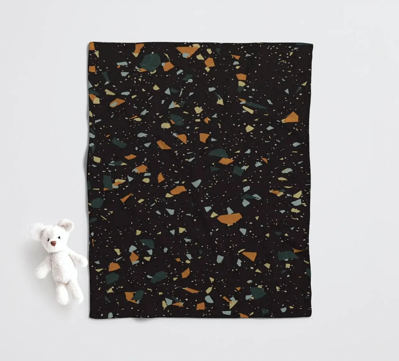 Terrazzo nero, verde acqua e arancione coperta in pile da amini54