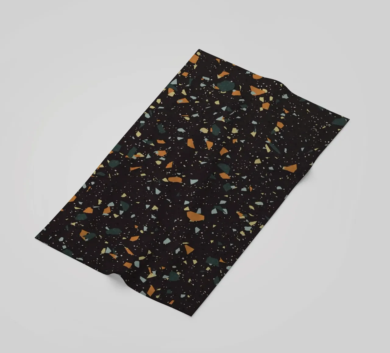 Terrazzo nero, verde acqua e arancione telo mare da amini54