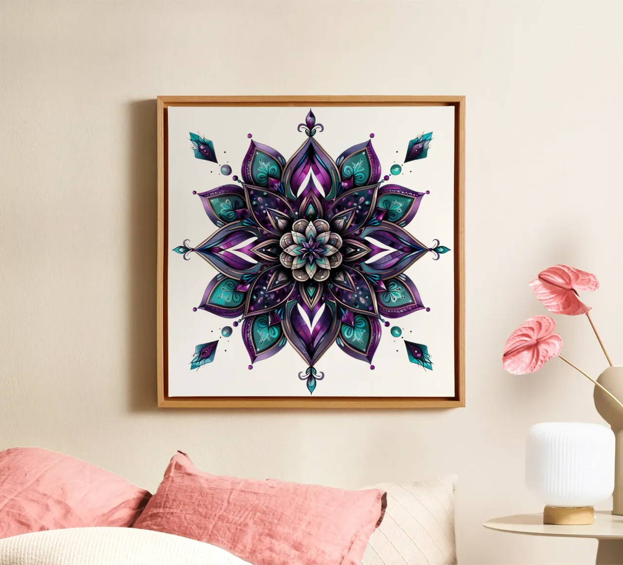 Paarse mandala canvas met Baklijst van Spiritual Touch