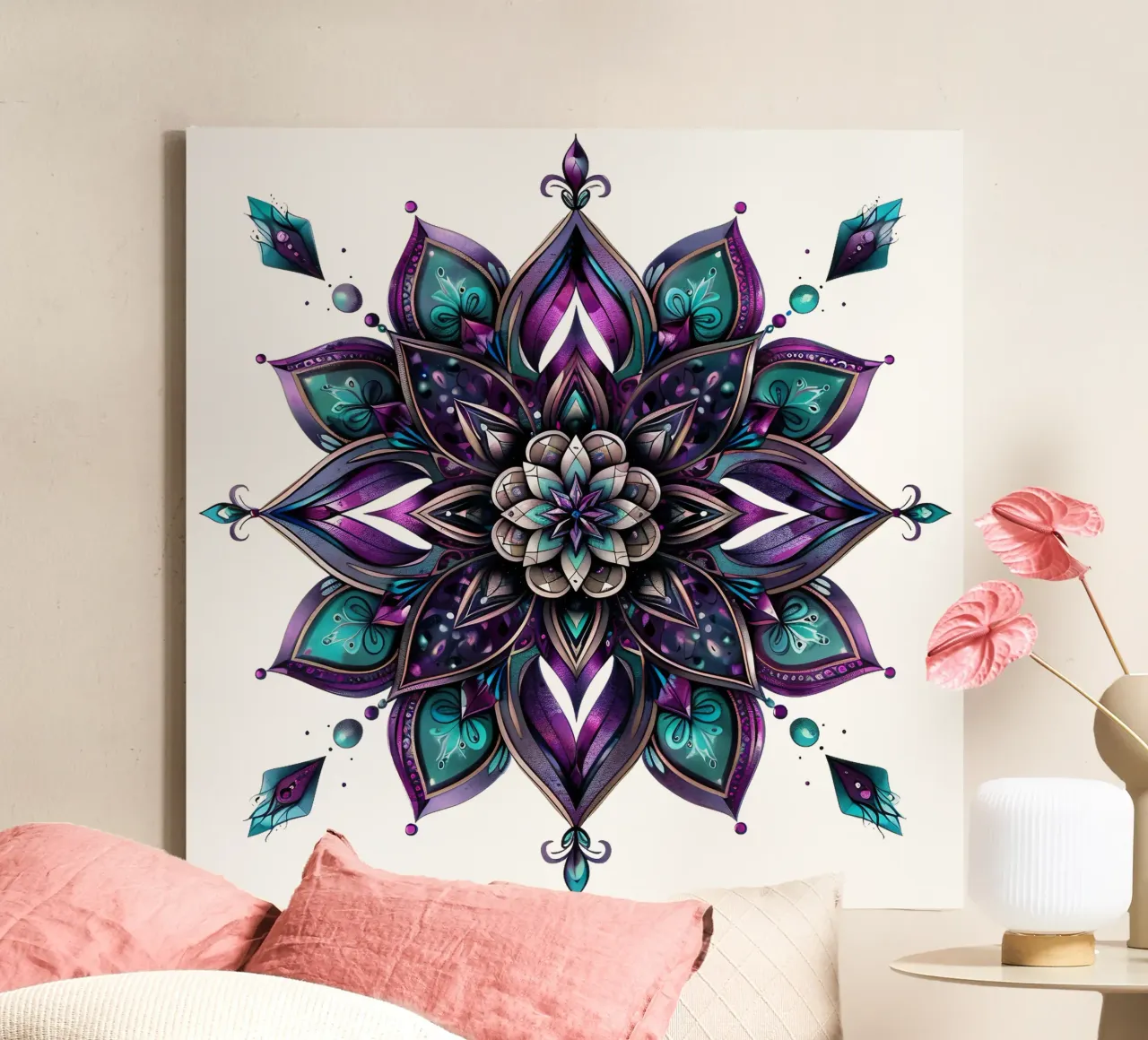 Paarse mandala canvas met Baklijst van Spiritual Touch