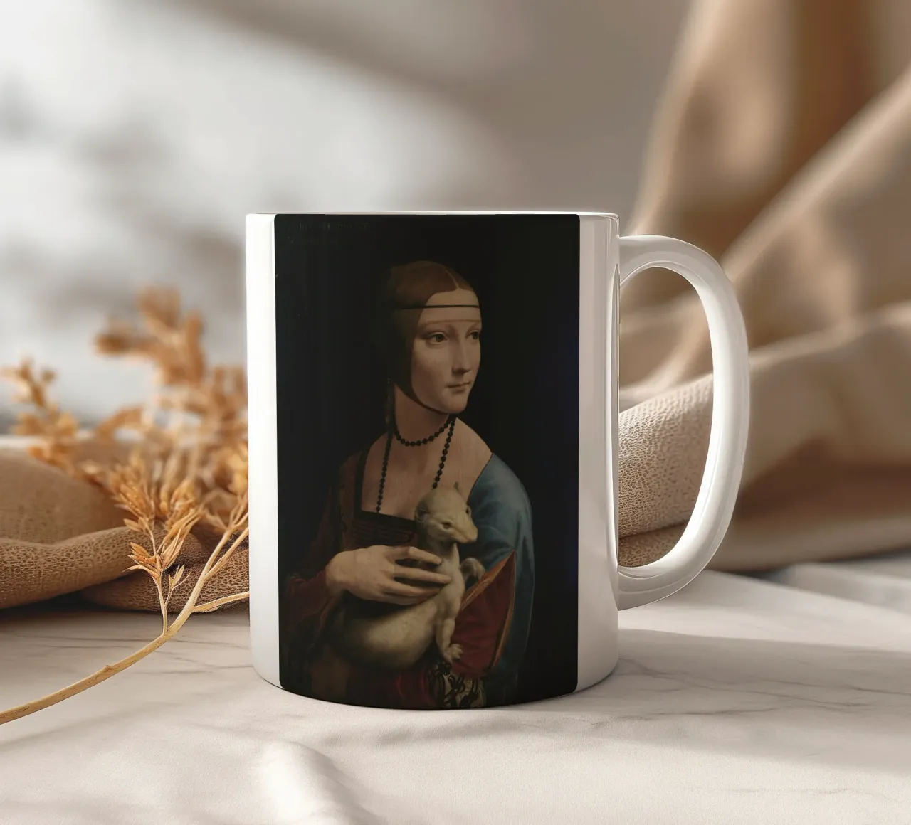 Leonardo da Vinci Dama con l'ermellino tazza in ceramica da Timeless Artworks