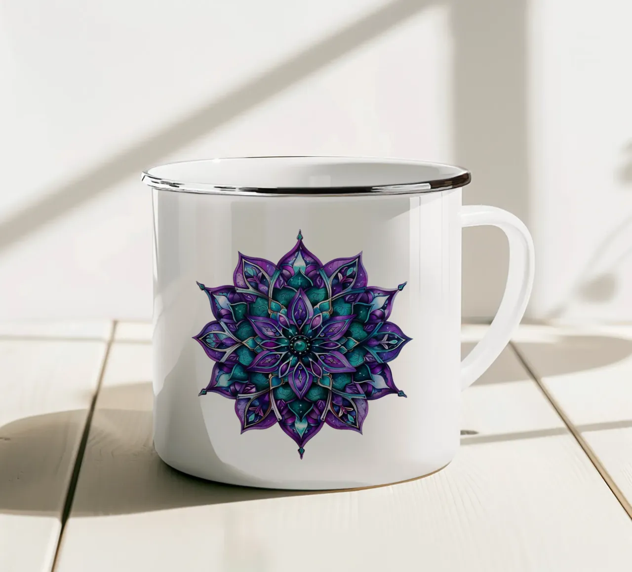 Mandala viola tazza in smalto da Spiritual Touch