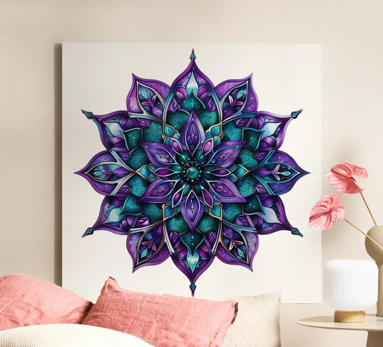 Mandala viola tela con Cornice a cassetta da Spiritual Touch