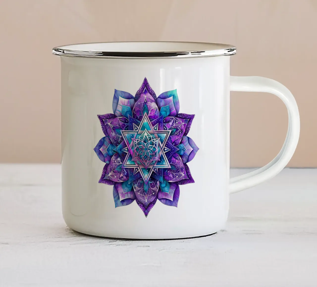 Mandala viola tazza in smalto da Spiritual Touch