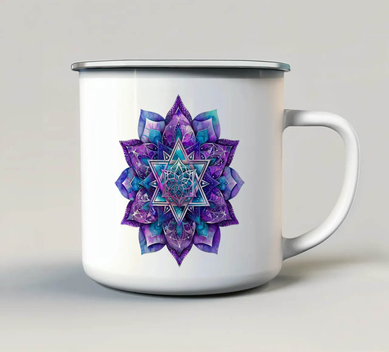 Mandala viola tazza in smalto da Spiritual Touch