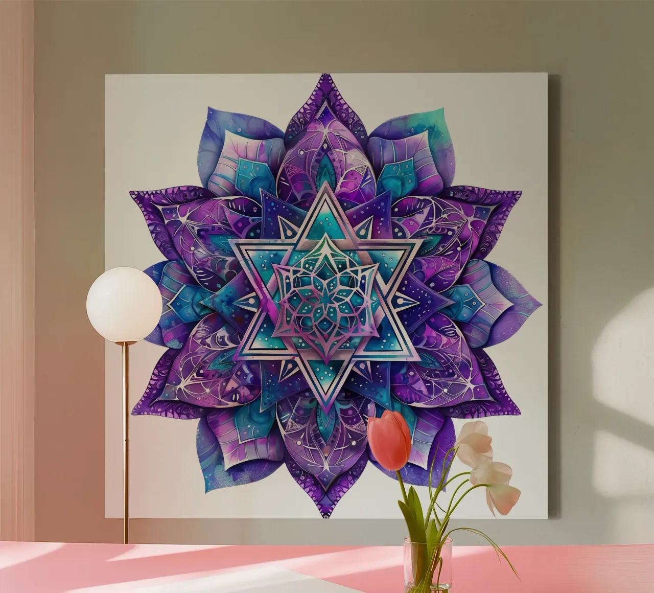 Mandala viola tela con Cornice a cassetta da Spiritual Touch