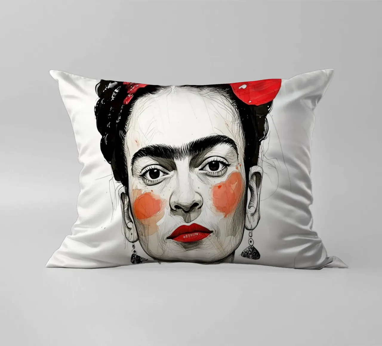 Frida portrait decorative cushion by Justyna Jaszke JBJart