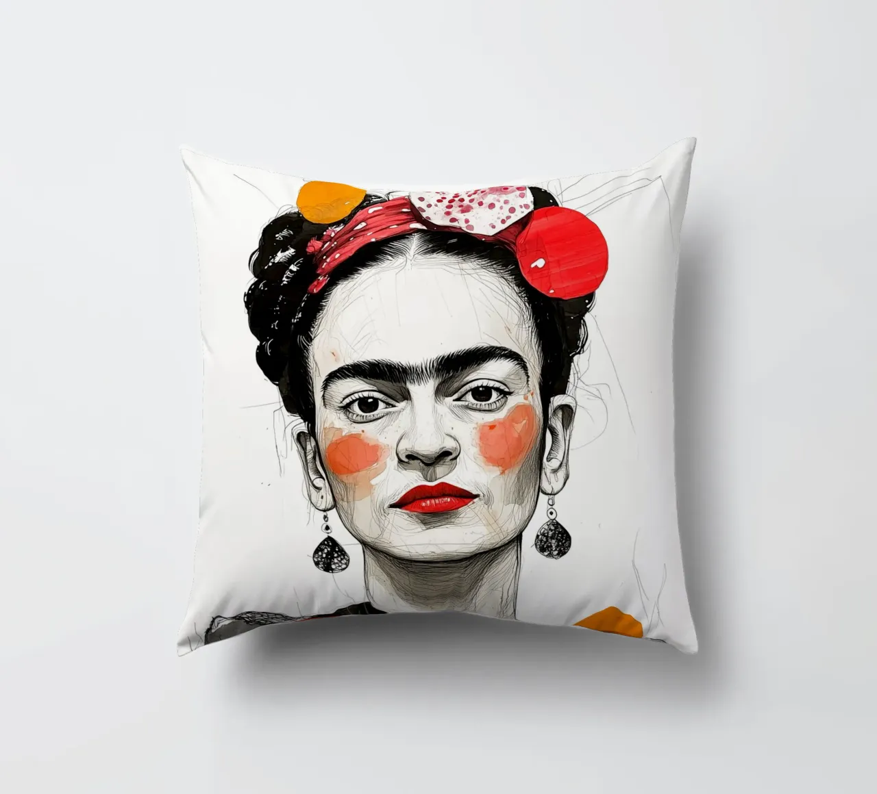Frida portrait decorative cushion by Justyna Jaszke JBJart