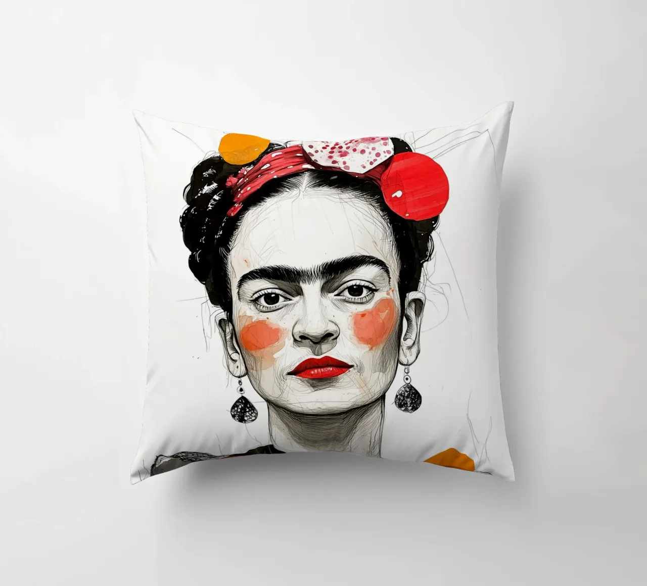 Frida portrait decorative cushion by Justyna Jaszke JBJart