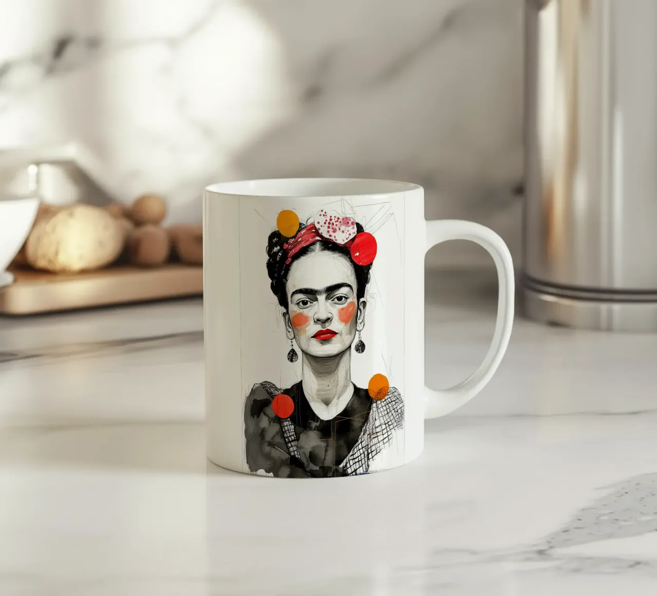 Ritratto di Frida tazza in ceramica da Justyna Jaszke JBJart
