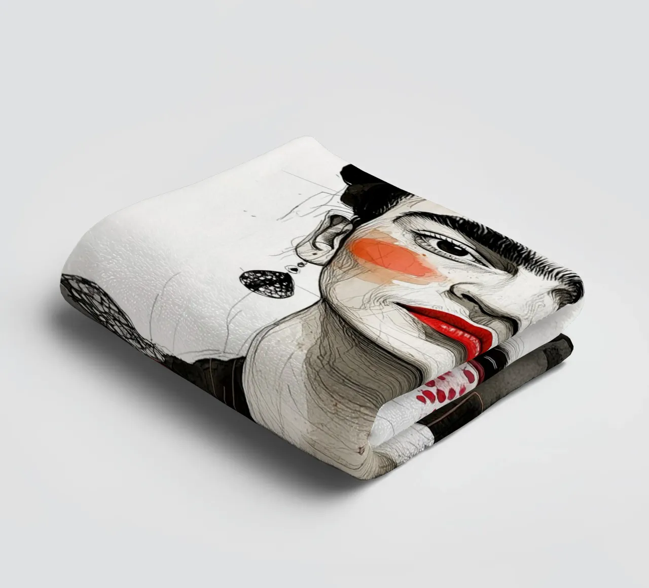 Frida portrait towel by Justyna Jaszke JBJart