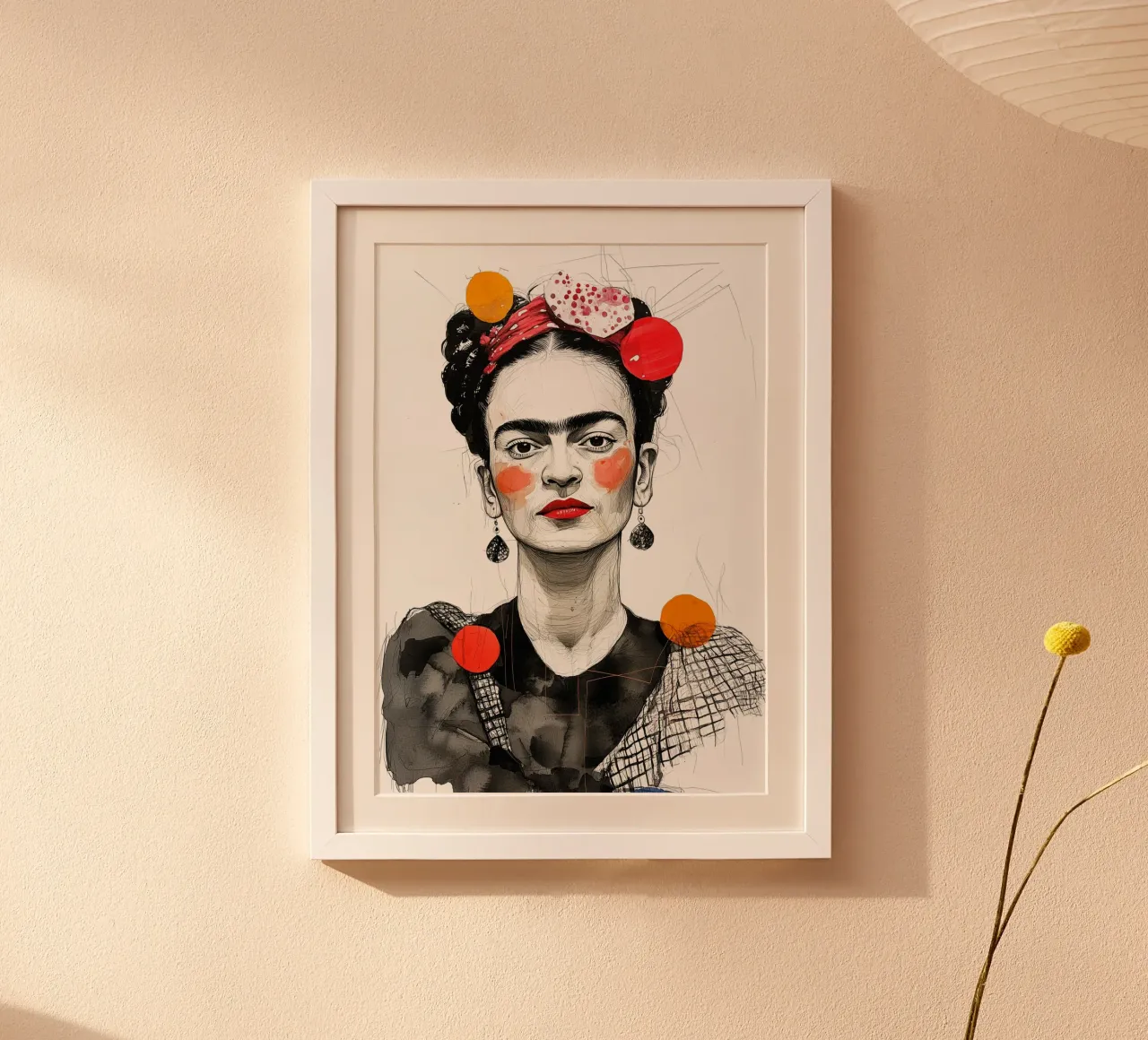 Ritratto di Frida poster con telaio in legno da Justyna Jaszke JBJart