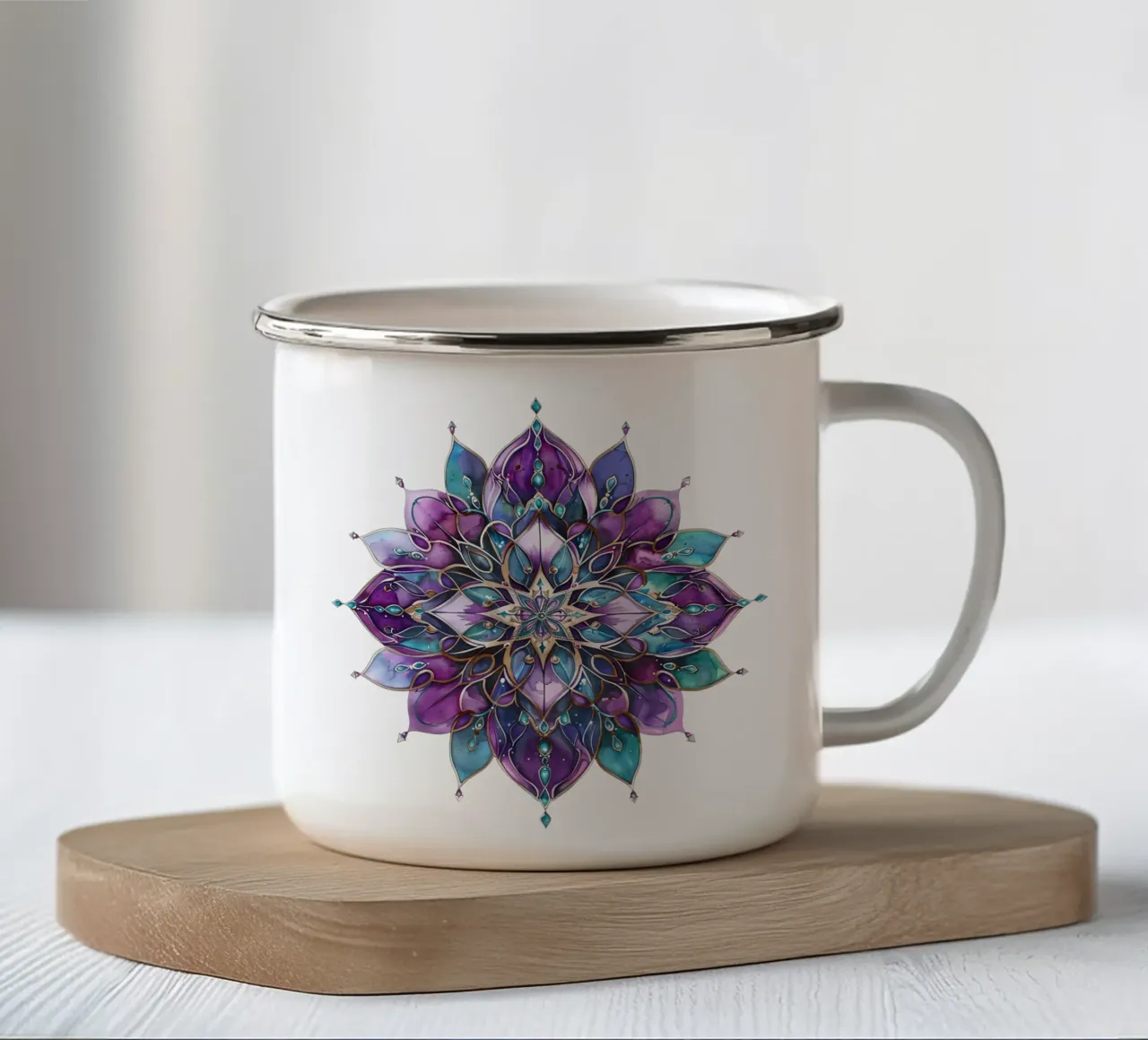 Mandala viola tazza in smalto da Spiritual Touch