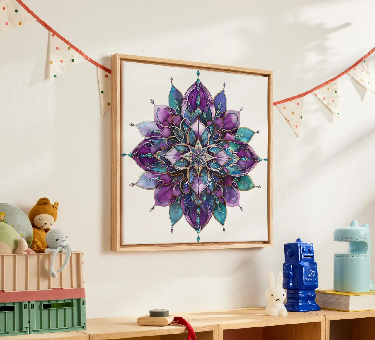 Mandala viola tela con Cornice a cassetta da Spiritual Touch
