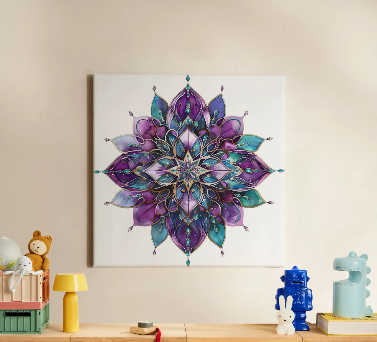Mandala viola tela con Cornice a cassetta da Spiritual Touch