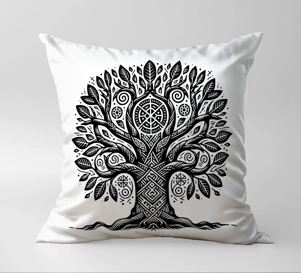 Albero della vita in bianco e nero cuscino da Spiritual Touch