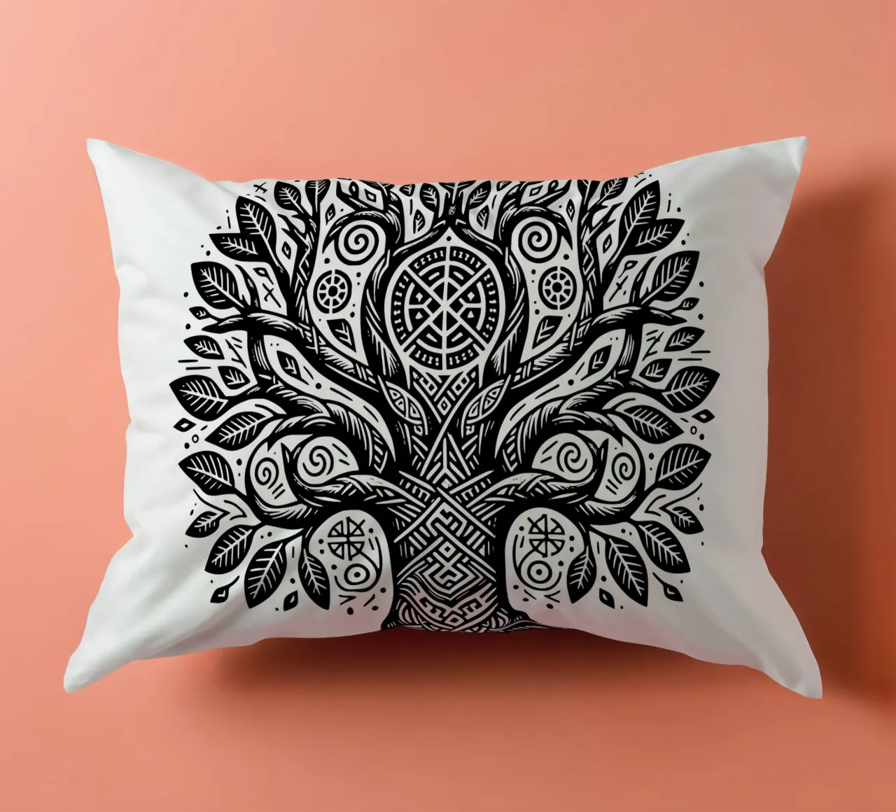 Albero della vita in bianco e nero cuscino da Spiritual Touch