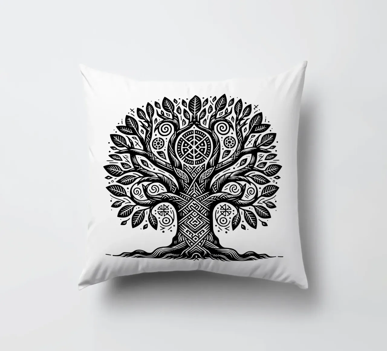 Albero della vita in bianco e nero cuscino da Spiritual Touch