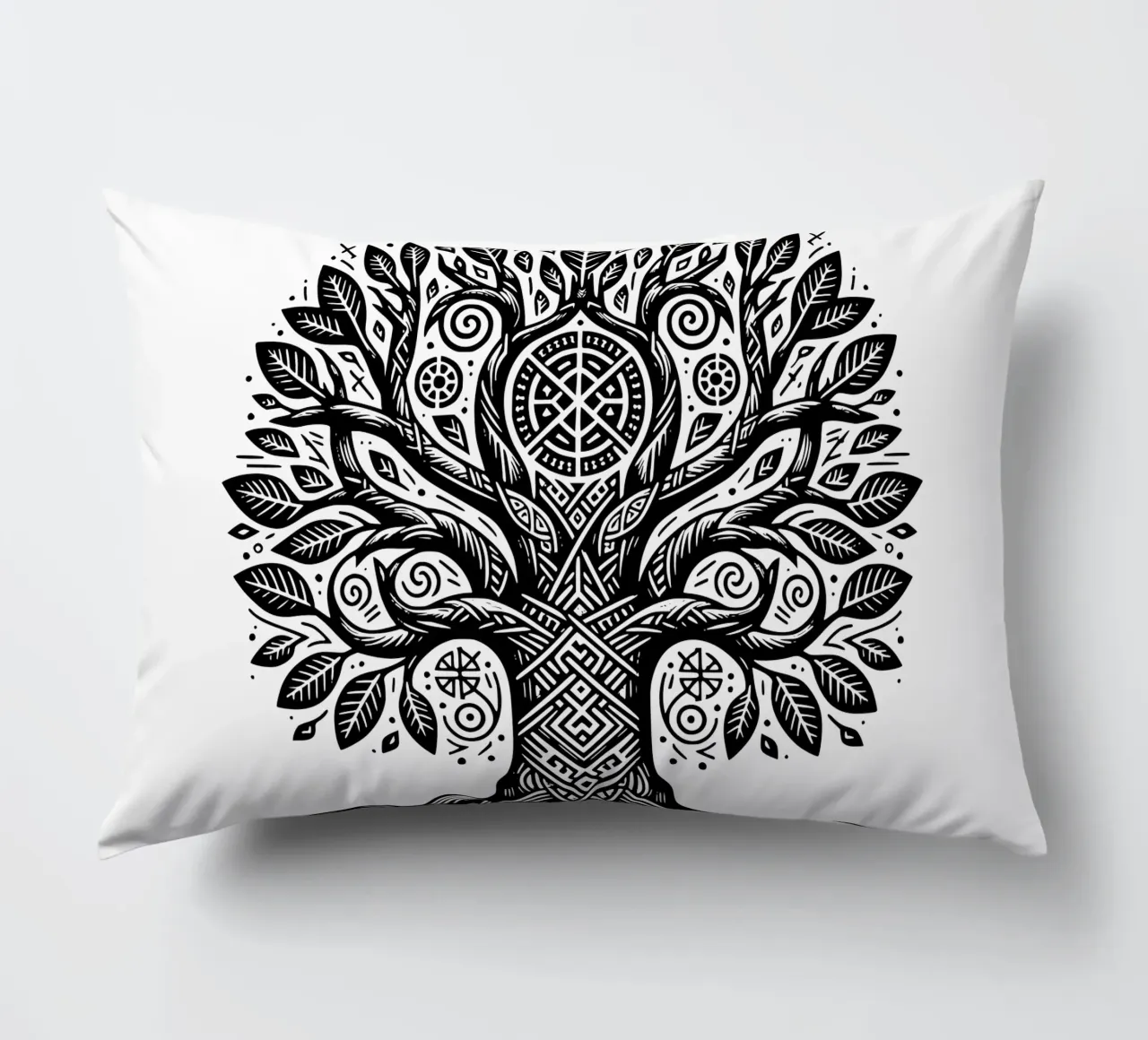 Albero della vita in bianco e nero cuscino da Spiritual Touch