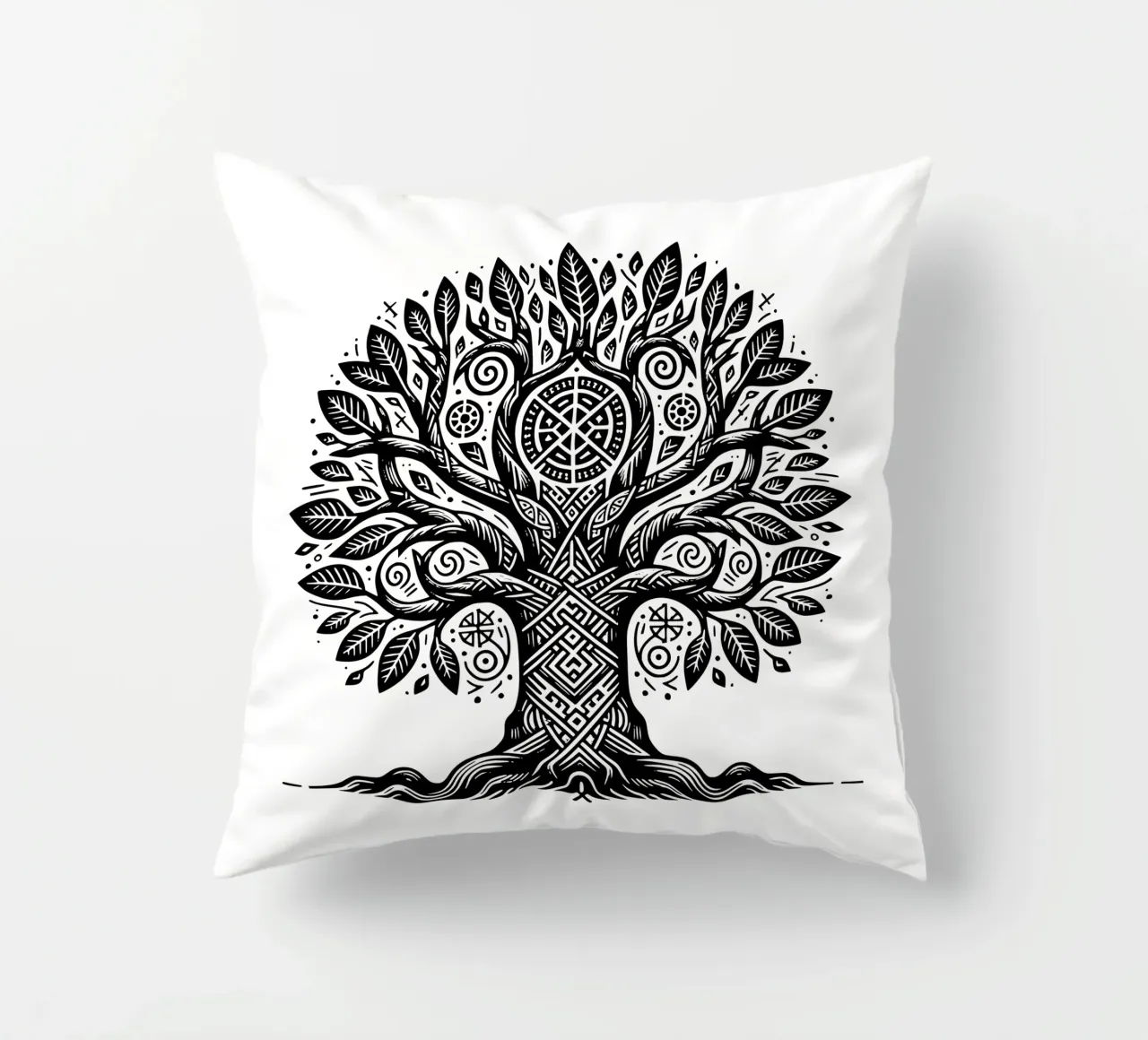 Albero della vita in bianco e nero cuscino da Spiritual Touch