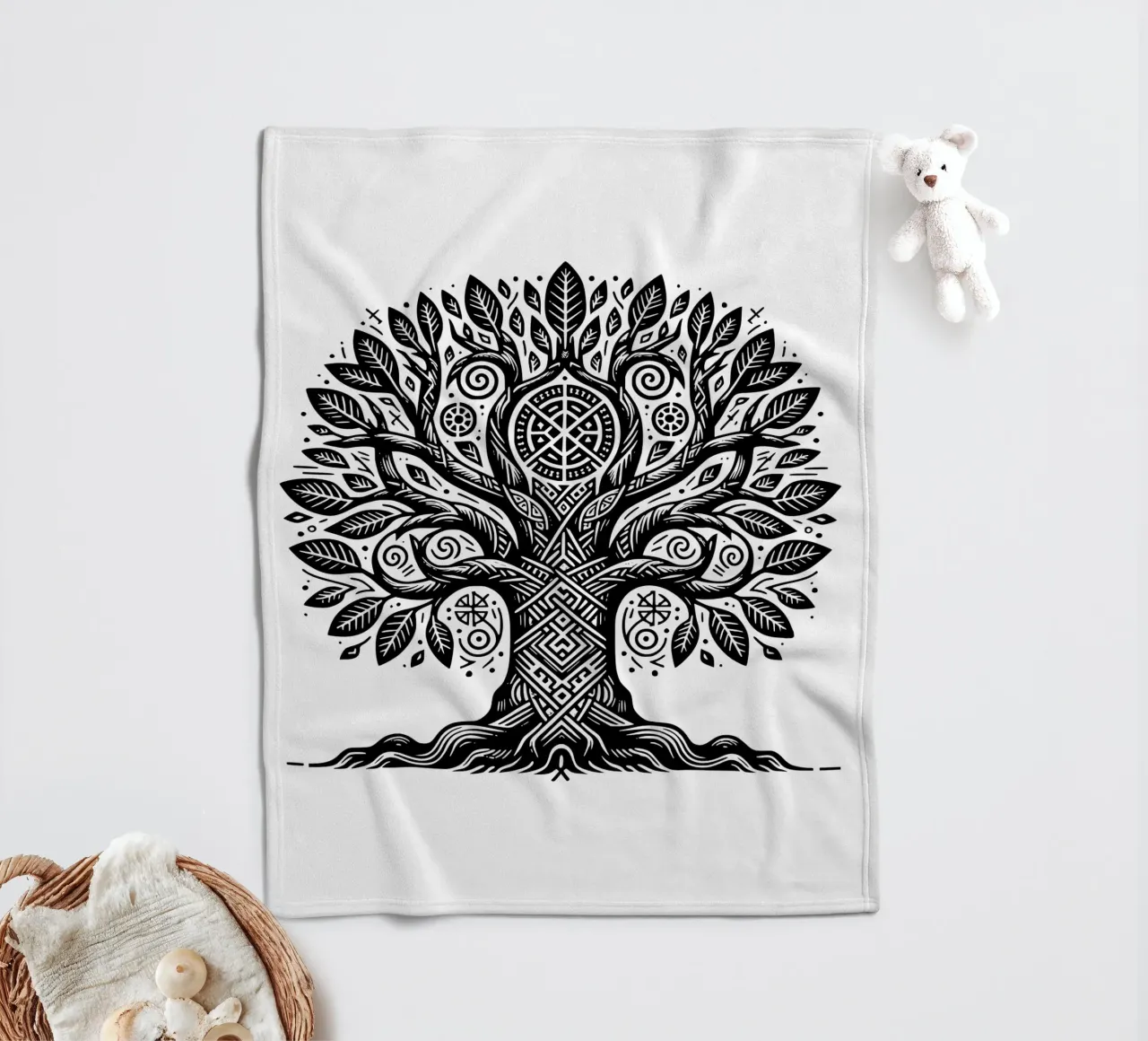 Albero della vita in bianco e nero coperta in pile da Spiritual Touch