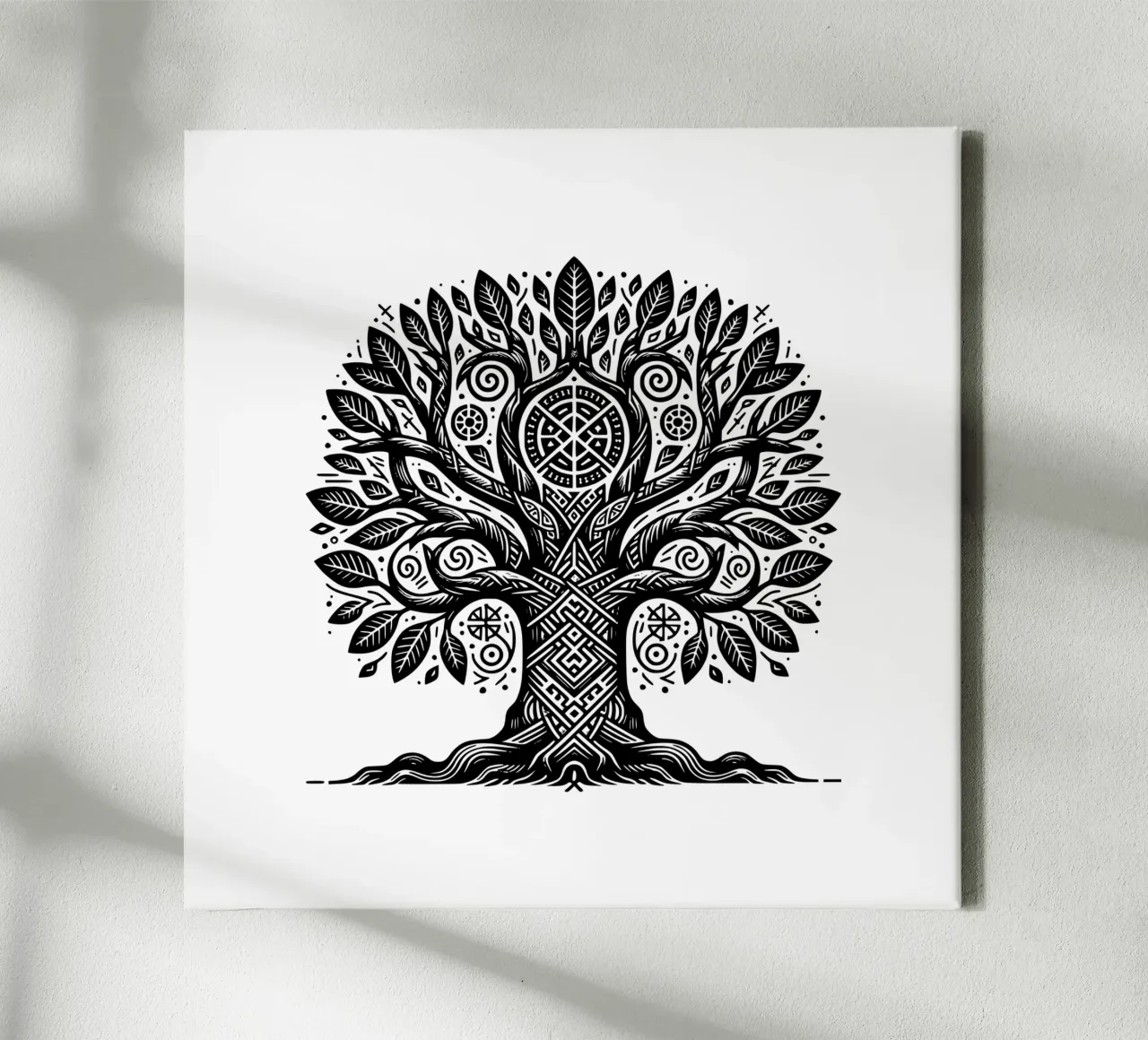 Albero della vita in bianco e nero tela con Cornice a cassetta da Spiritual Touch