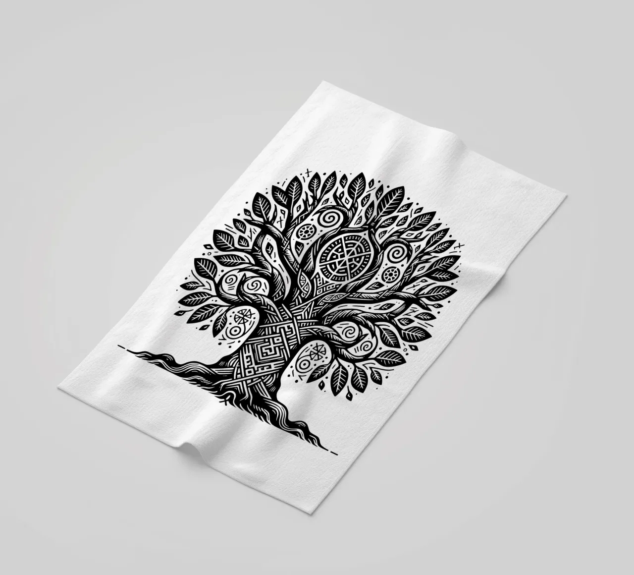Albero della vita in bianco e nero telo mare da Spiritual Touch