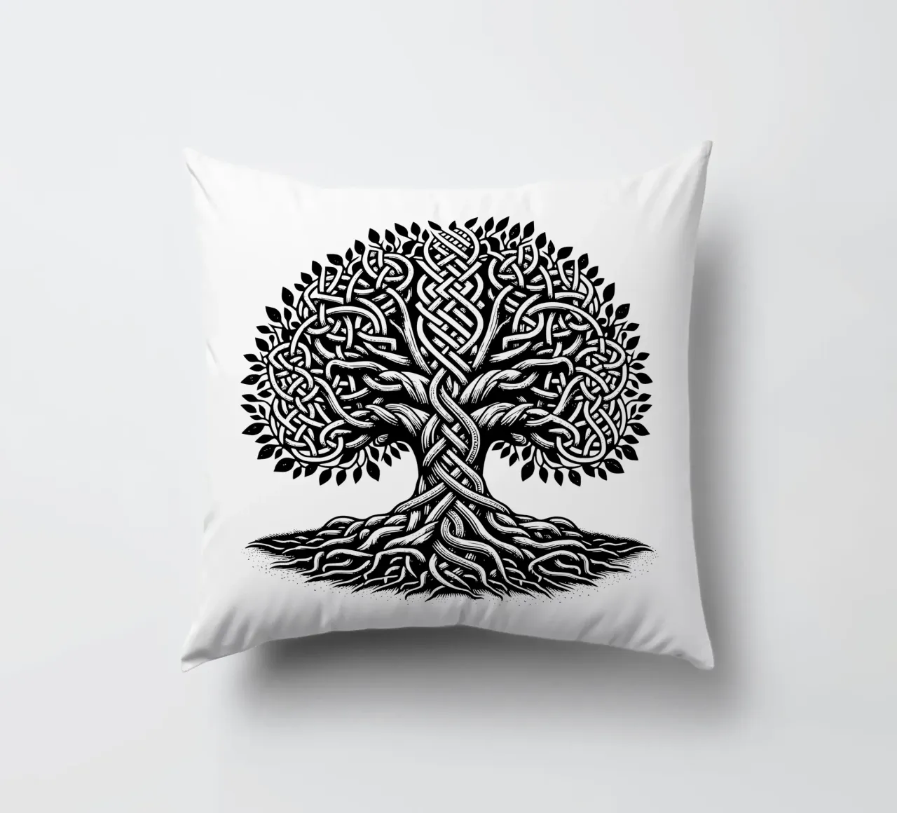Albero della vita in bianco e nero cuscino da Spiritual Touch