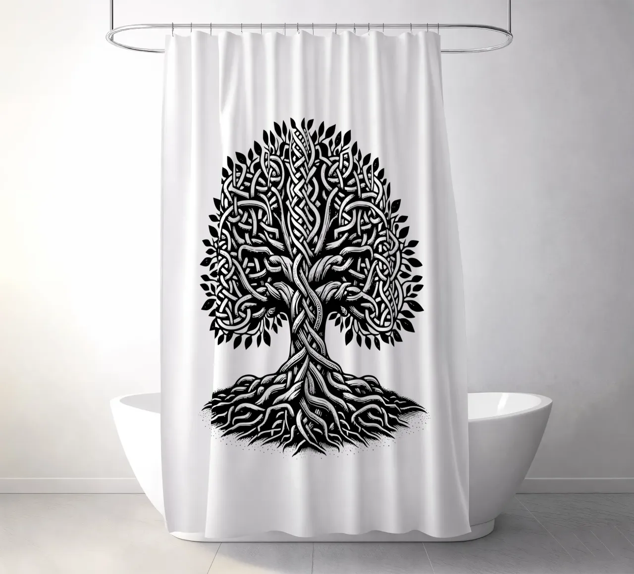 Albero della vita in bianco e nero tenda da doccia da Spiritual Touch
