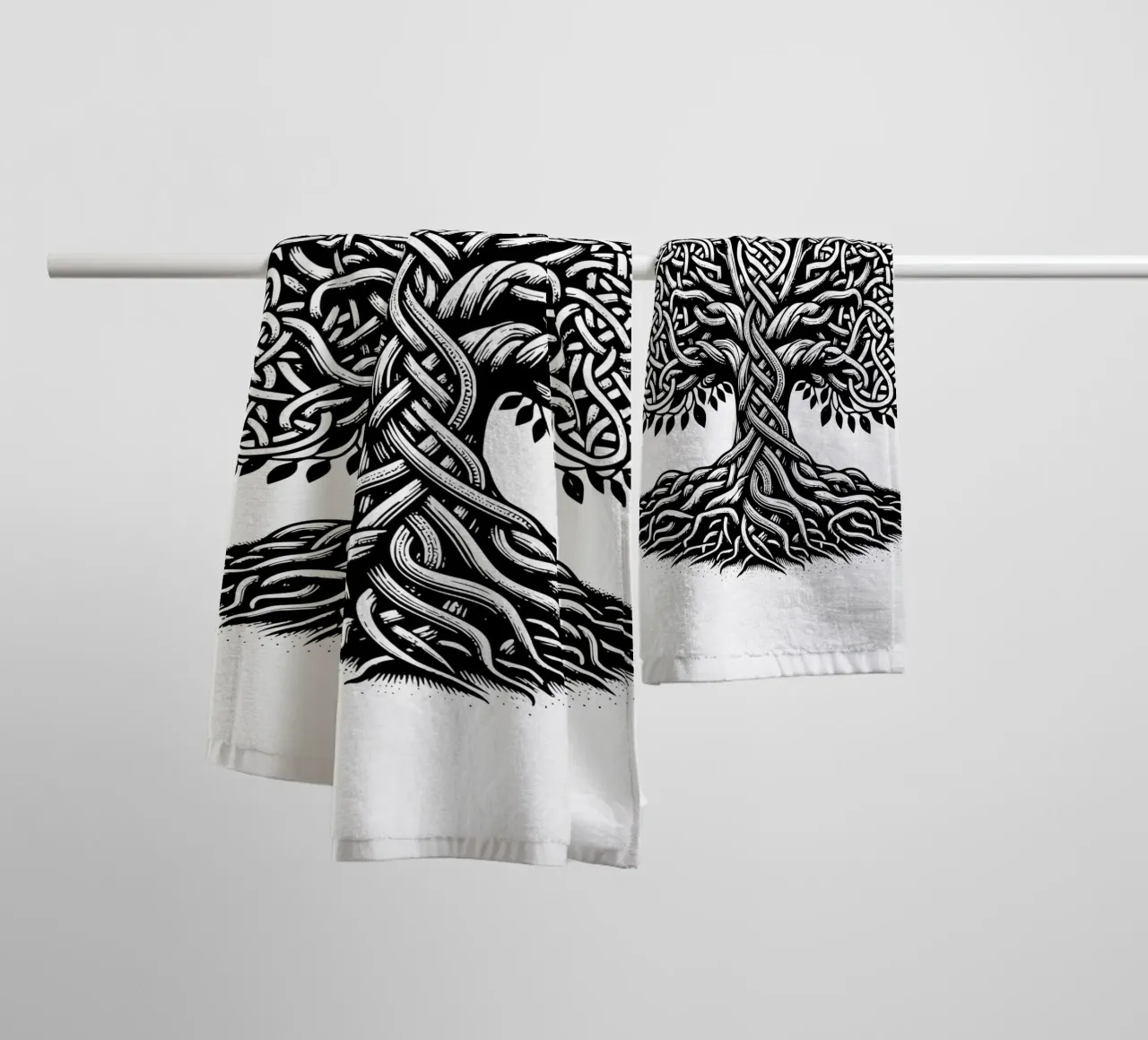 Albero della vita in bianco e nero asciugamano da bagno da Spiritual Touch