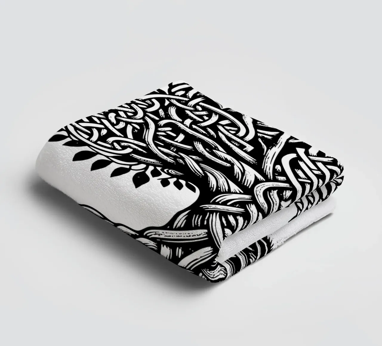 Albero della vita in bianco e nero asciugamano da bagno da Spiritual Touch