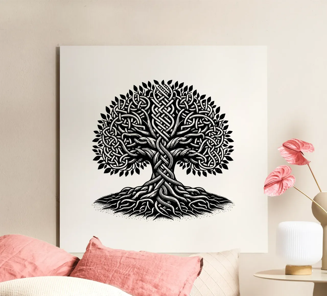 Albero della vita in bianco e nero alluminio dibond da Spiritual Touch