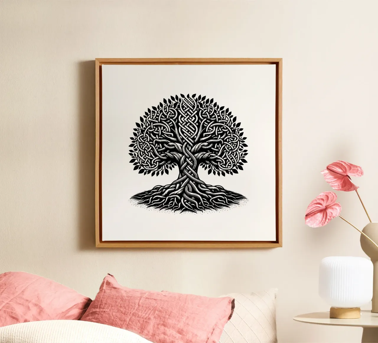 Albero della vita in bianco e nero tela con Cornice a cassetta da Spiritual Touch
