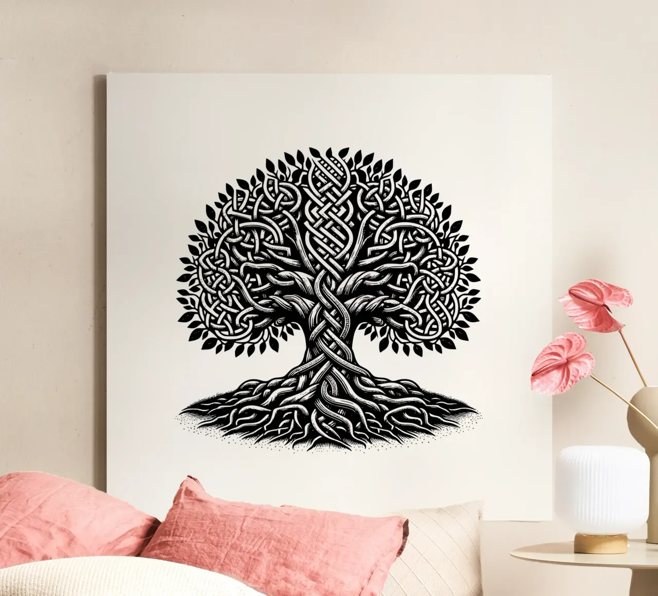 Albero della vita in bianco e nero tela con Cornice a cassetta da Spiritual Touch