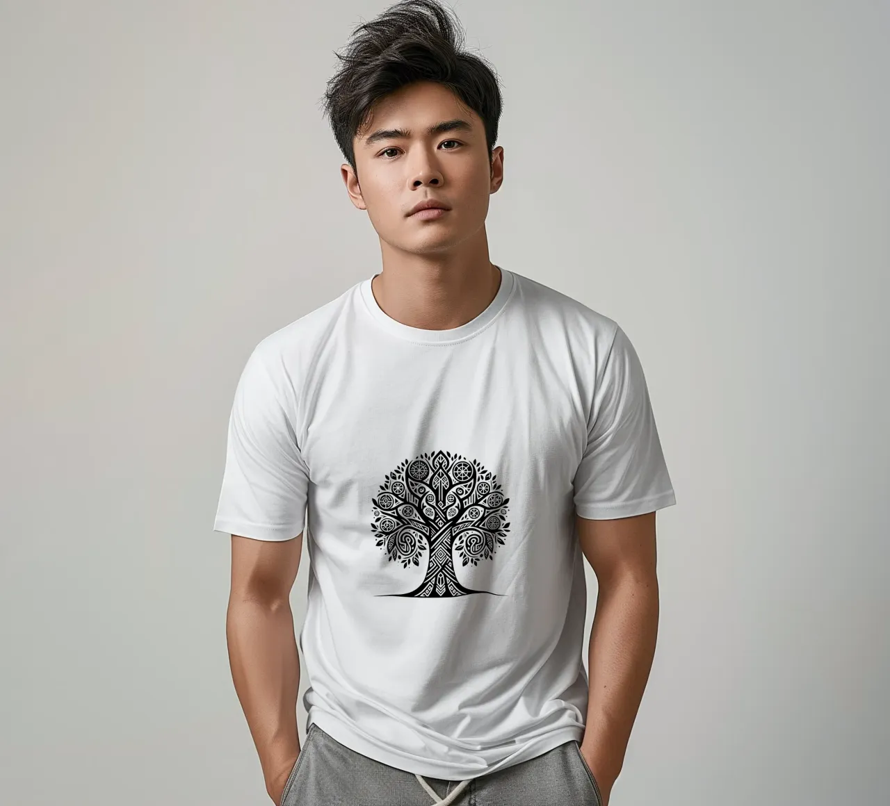 Albero della vita in bianco e nero t-shirt da Spiritual Touch