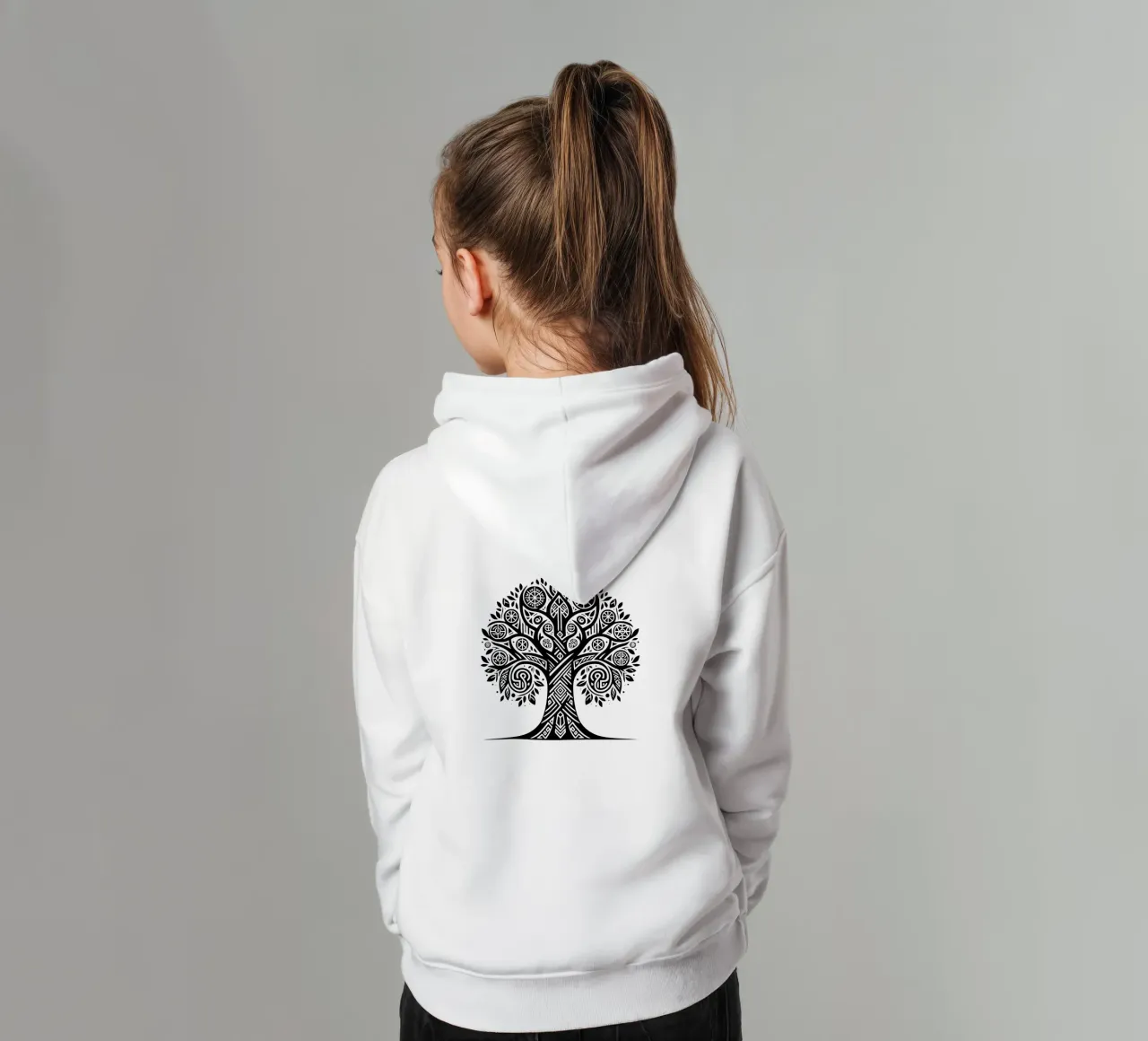 Albero della vita in bianco e nero felpa bambino con cappuccio da Spiritual Touch