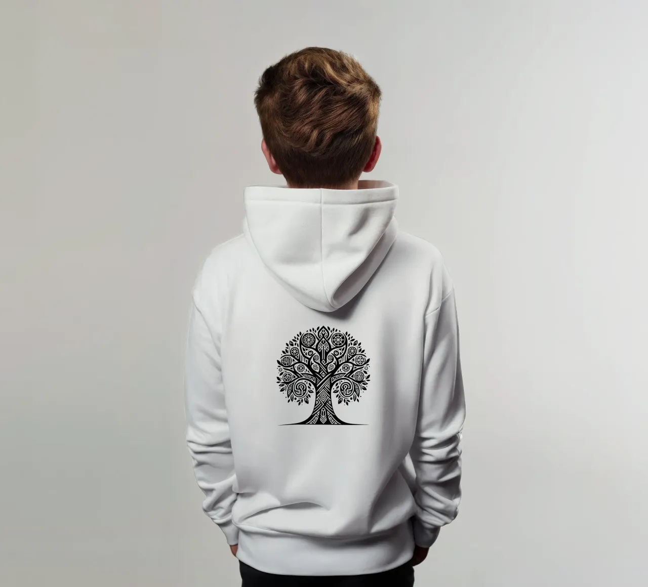 Albero della vita in bianco e nero felpa bambino con cappuccio da Spiritual Touch