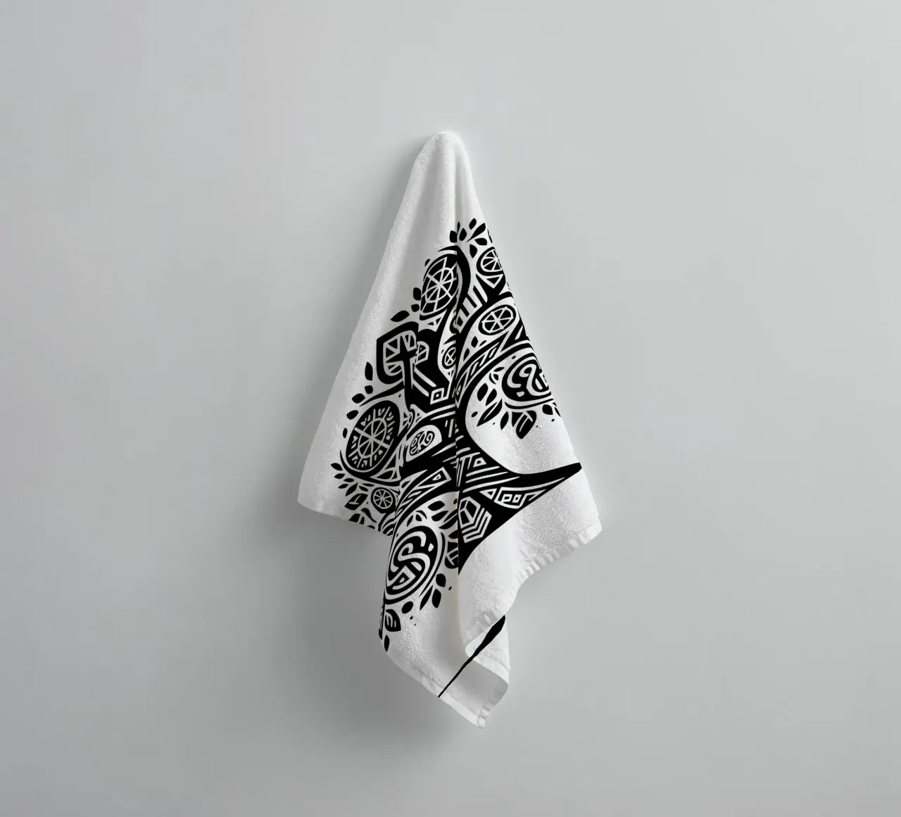 Albero della vita in bianco e nero asciugamano da bagno da Spiritual Touch