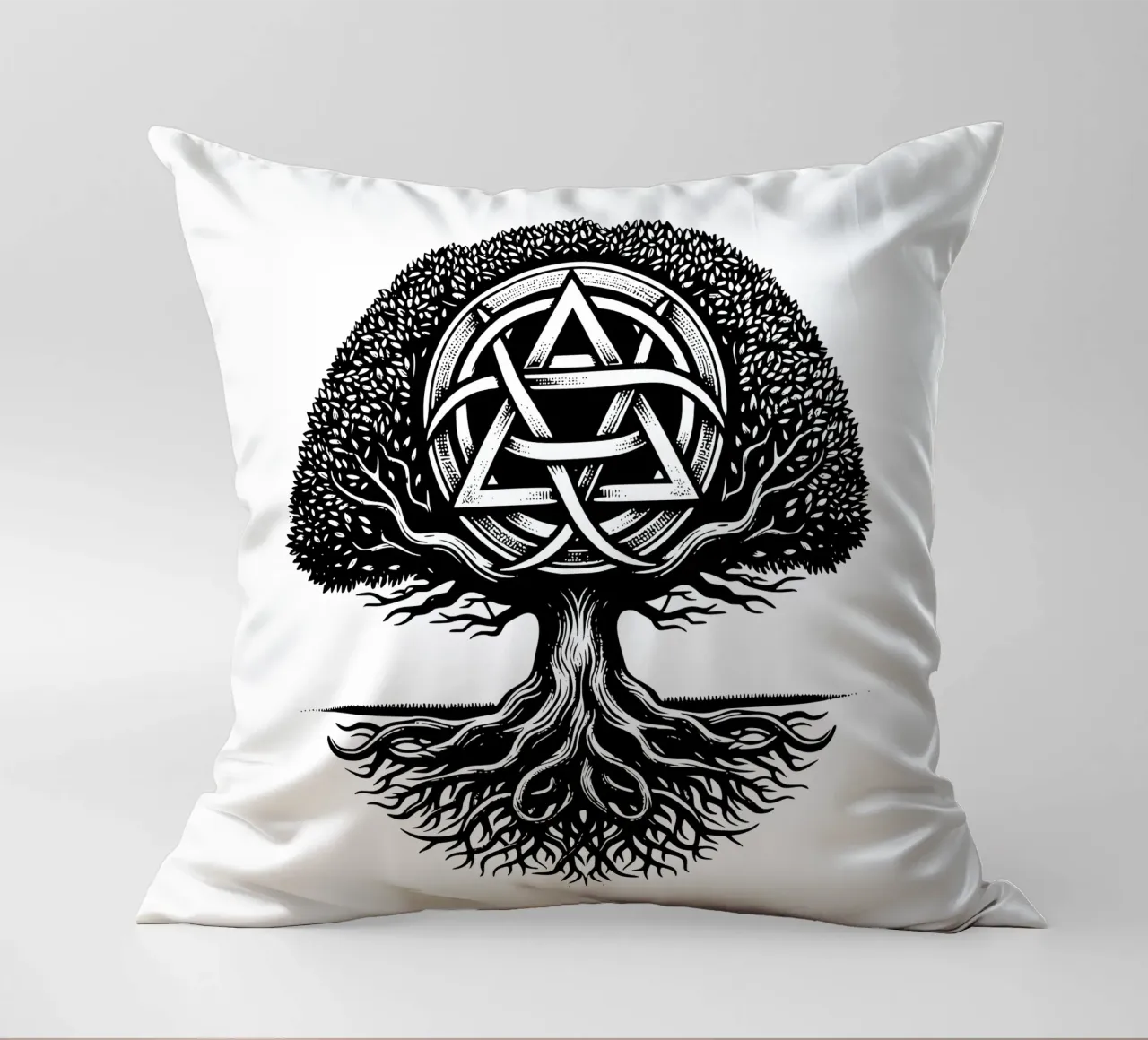 Albero della vita in bianco e nero cuscino da Spiritual Touch