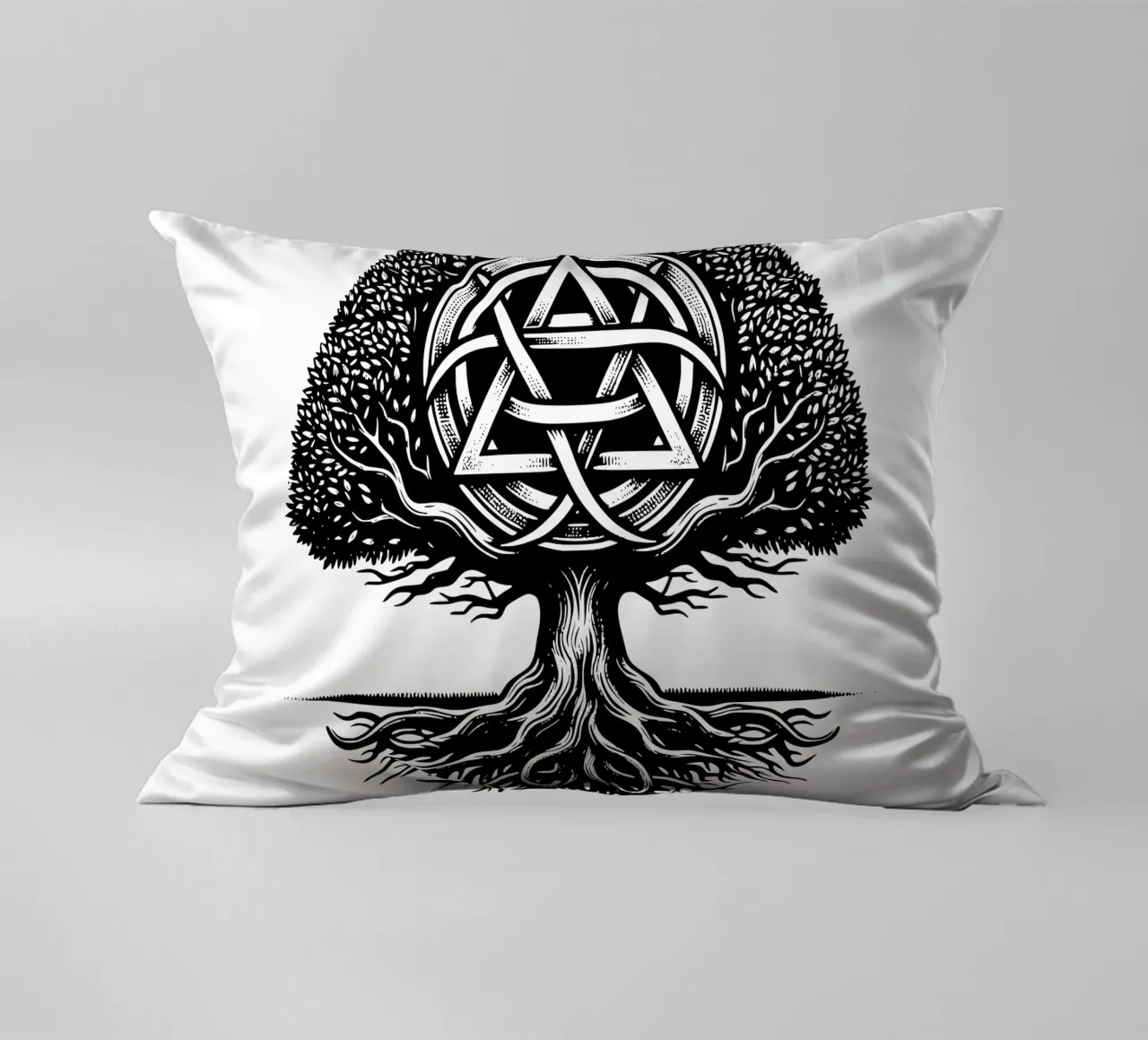 Albero della vita in bianco e nero cuscino da Spiritual Touch