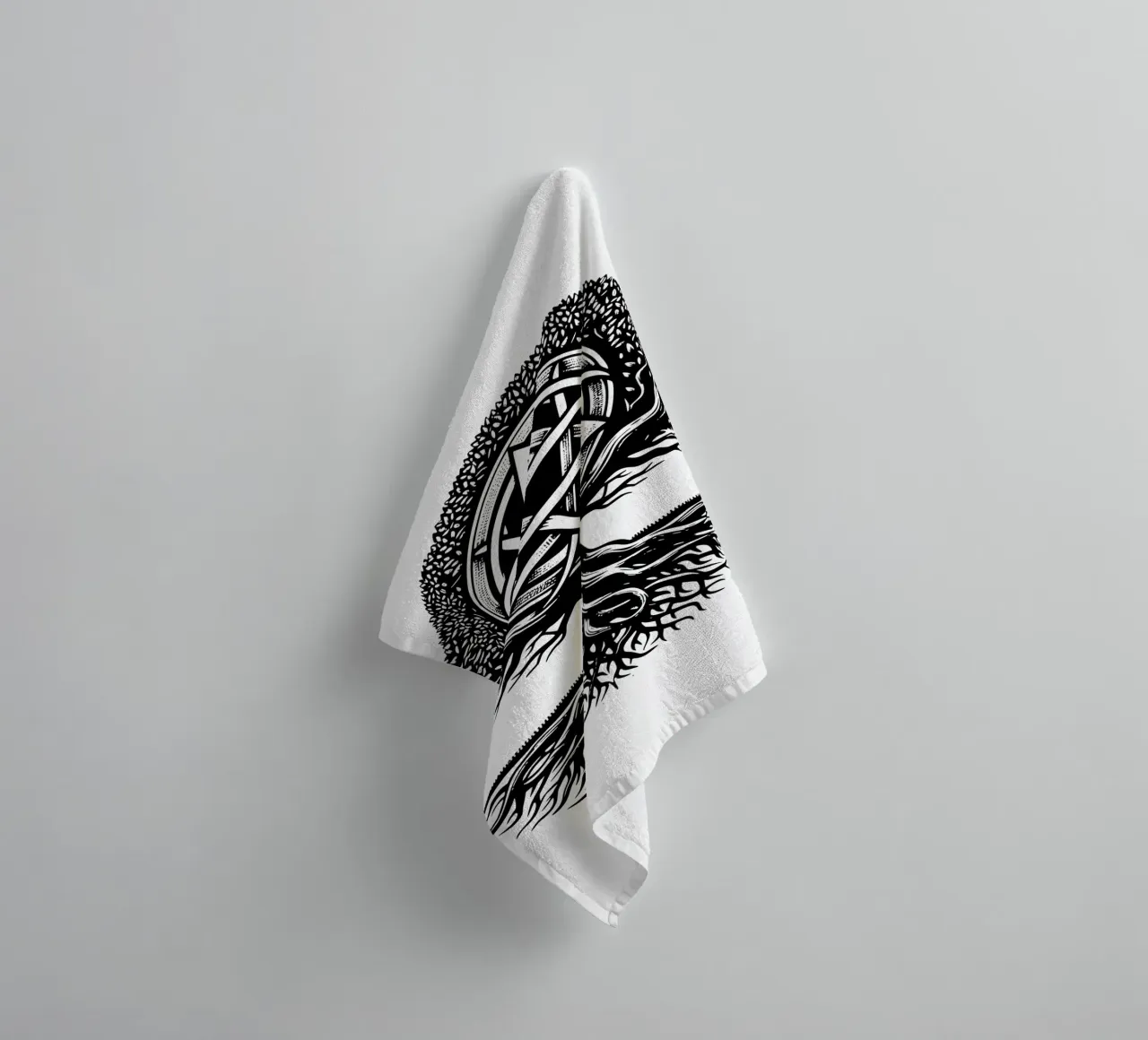 Albero della vita in bianco e nero asciugamano da bagno da Spiritual Touch
